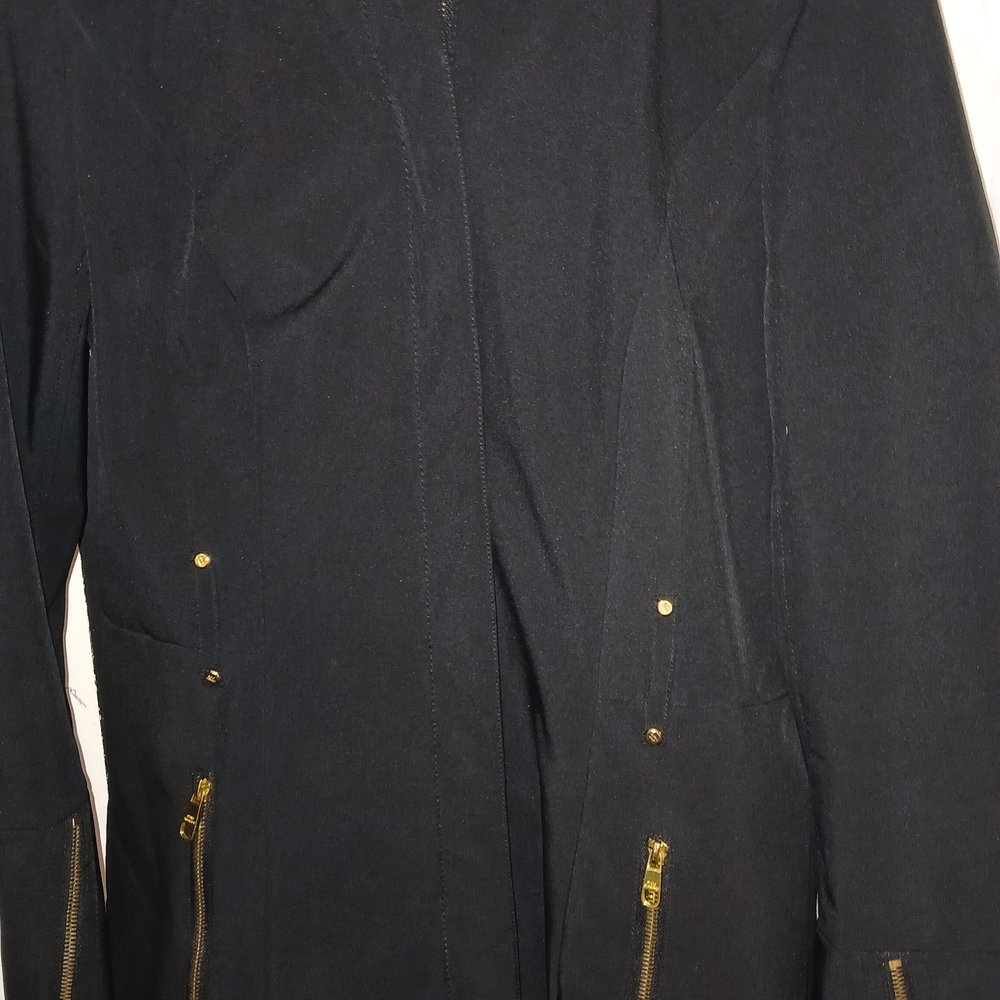 Steve Madden Black Trench Coat with Gold Accents